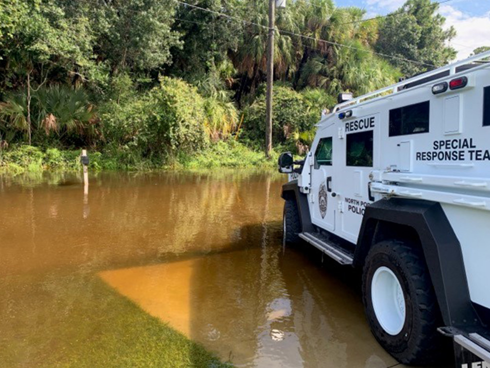 Pictures of the North Port Police Department BearCat G3 for blog about hurricane water rescues.
