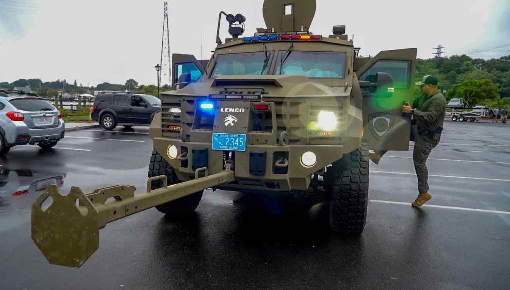 RI Officer getting into Armored BearCat Truck